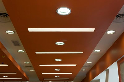 Picture of remodeled lighting in commercial building.