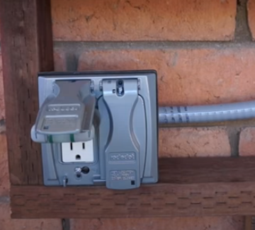 Extended  Electrical Outlet installed outdoors.